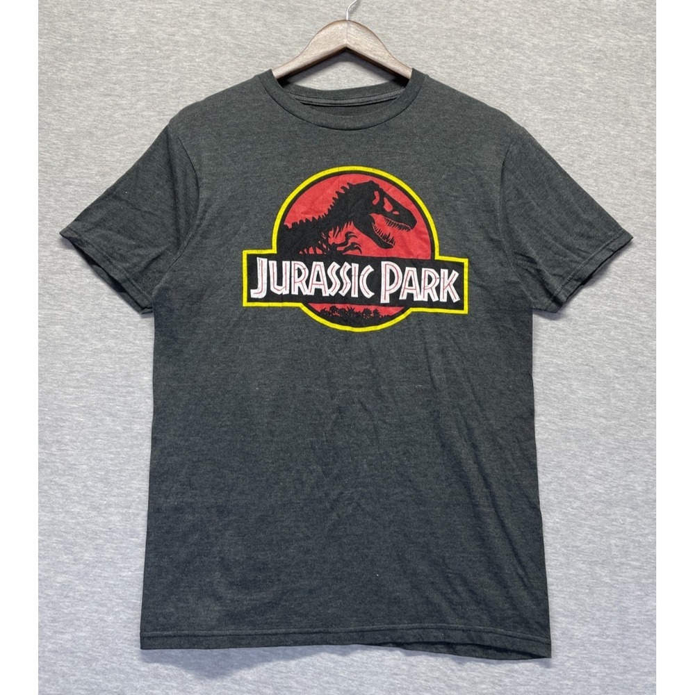 Jurassic Park T-Shirt Men's M Gray Graphic Print Short Sleeve Crew Neck Pullover